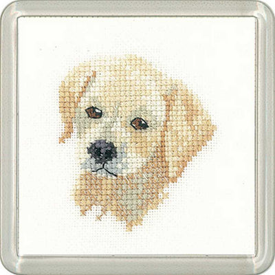 Golden Labrador Puppy Cross Stitch COASTER Kit Heritage Crafts