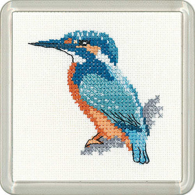 Kingfisher COASTER  Cross Stitch Kit Heritage Crafts
