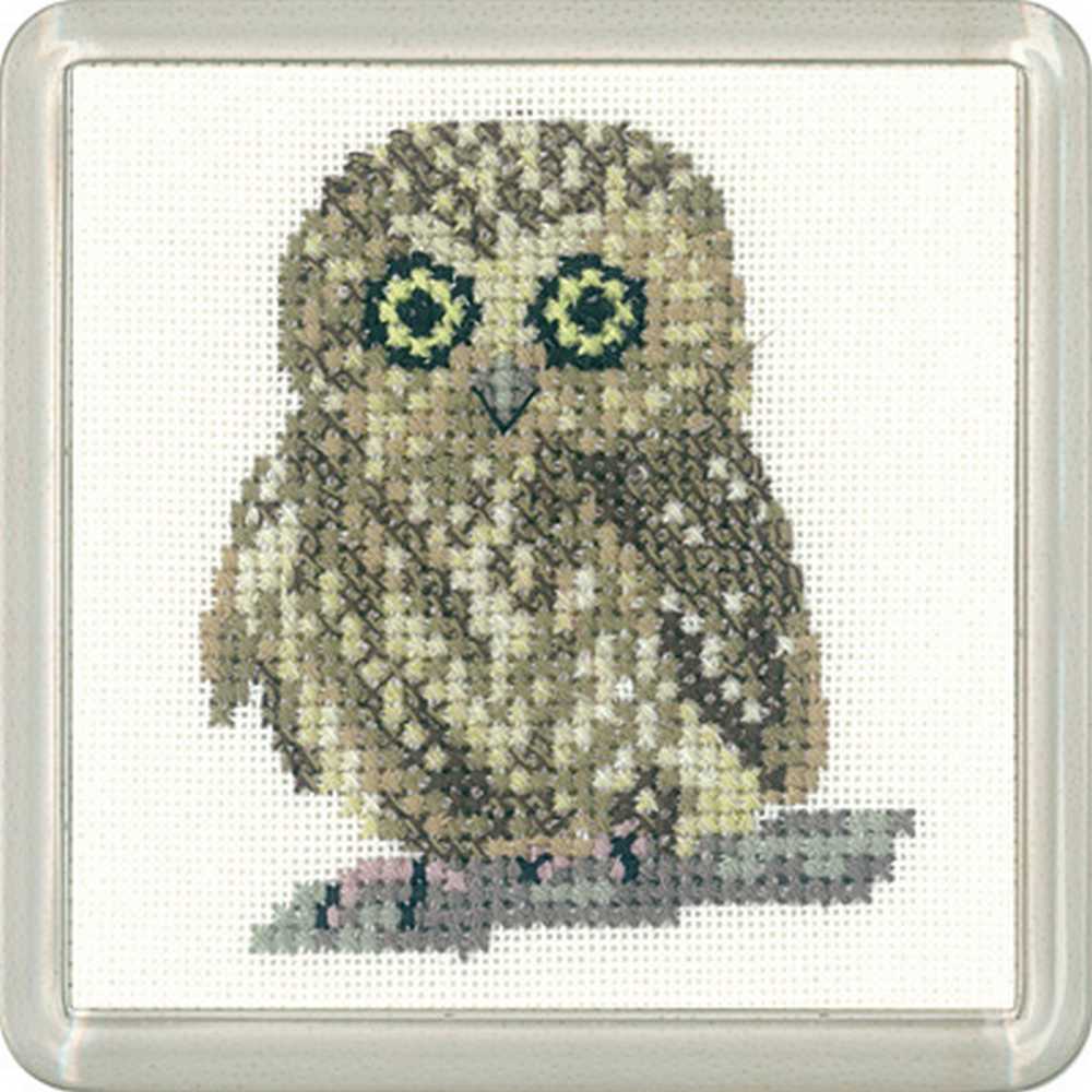 Owl Cross Stitch COASTER Kit Heritage Crafts