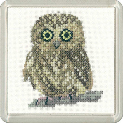 Owl Cross Stitch COASTER Kit Heritage Crafts