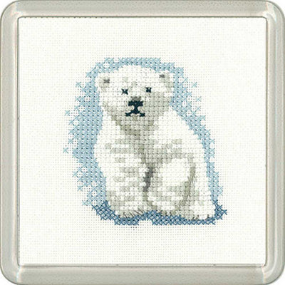 Polar Bear Cub    Cross Stitch COASTER Kit Heritage Crafts