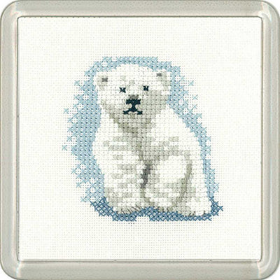 Polar Bear Cub    Cross Stitch Coaster Kit Heritage Crafts