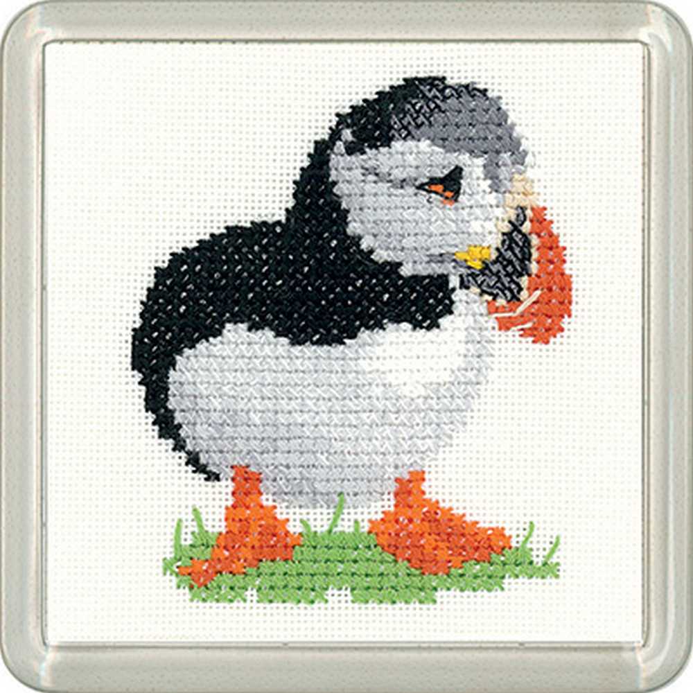 Puffin Cross Stitch COASTER Kit Heritage Crafts