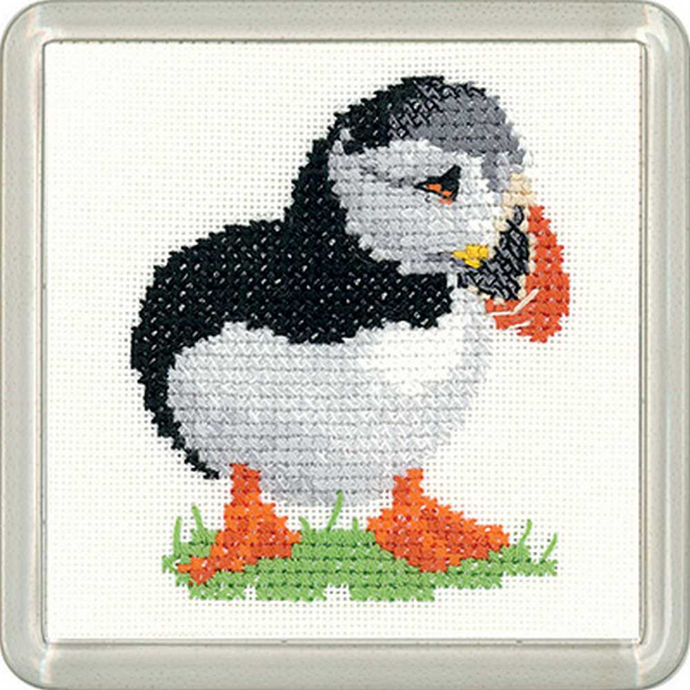 Puffin    Cross Stitch Coaster Kit Heritage Crafts