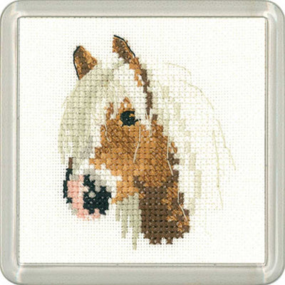 Palomino Pony   Cross Stitch Coaster Kit Heritage Crafts