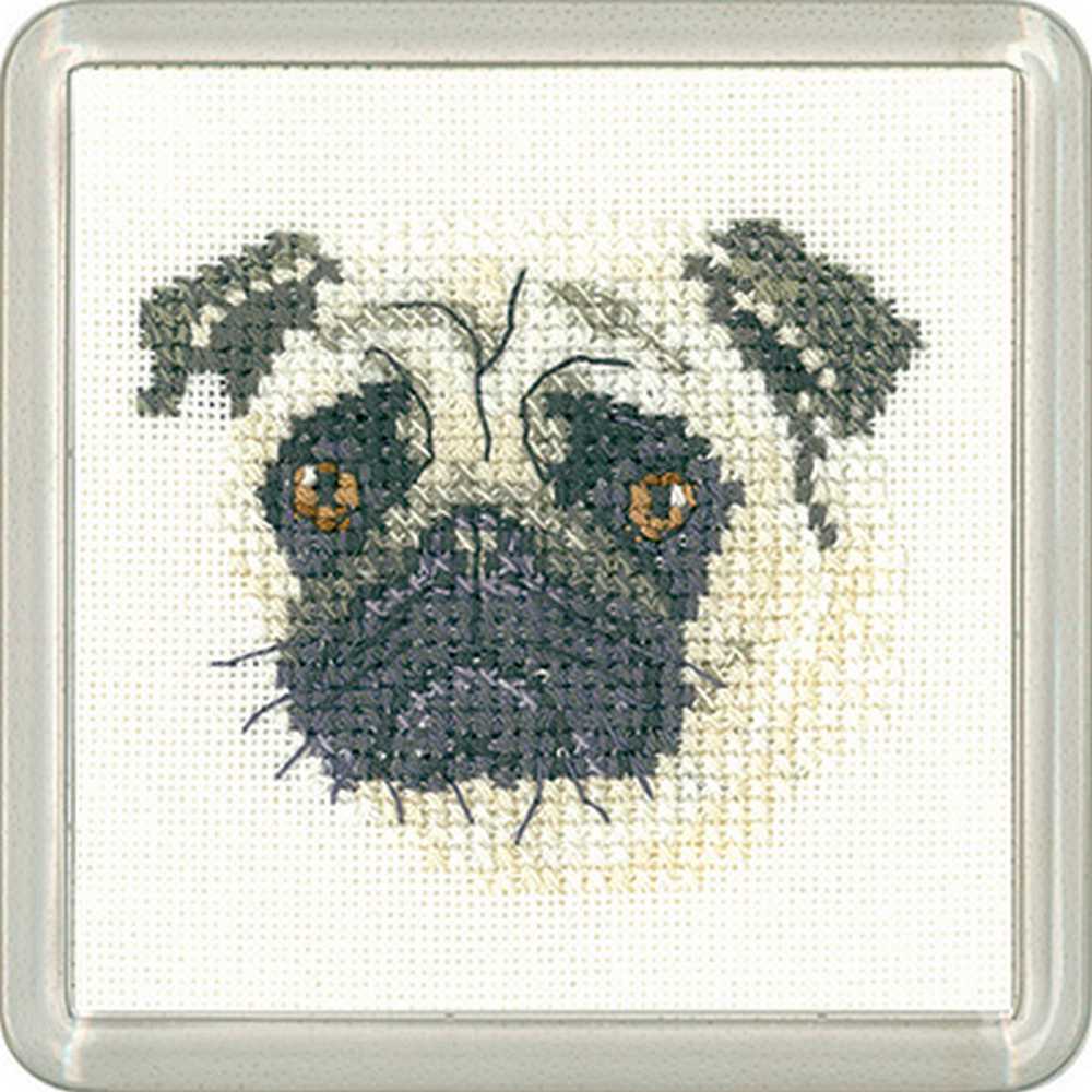 Pug Cross Stitch COASTER Kit Heritage Crafts