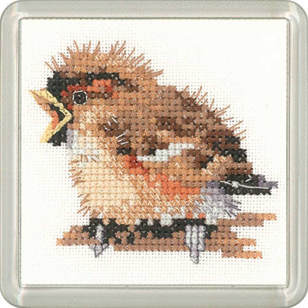 Sparrow Cross Stitch COASTER Kit Heritage Crafts