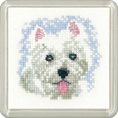 Westie Puppy Cross Stitch COASTER Kit Heritage Crafts