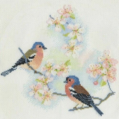 Birds: Chaffinches & Blossoms Cross Stitch Kit by Derwentwater Designs