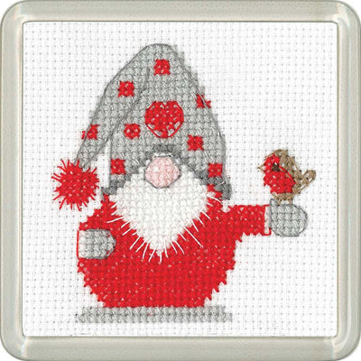 Christmas Robin Gonk COASTER Cross Stitch Kit - Heritage Crafts