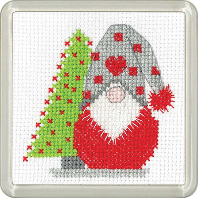 Christmas Tree Gonk COASTER Cross Stitch Kit - Heritage Crafts