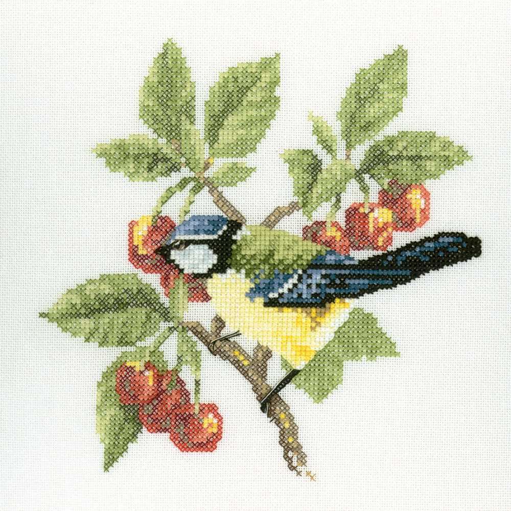 Blue Tit Cross Stitch Kit Heritage Crafts (Evenweave)