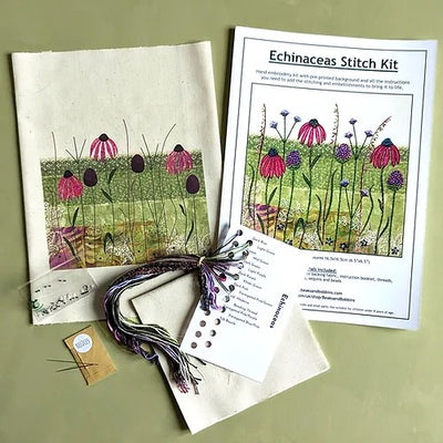 Beaks and Bobbins Echinaceas Textile Art Embroidery Kit