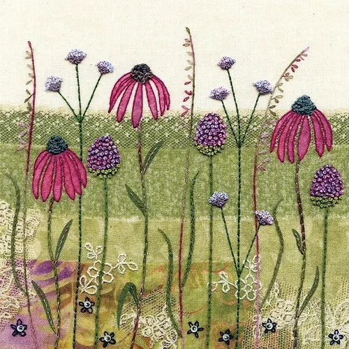 Beaks and Bobbins Echinaceas Textile Art Embroidery Kit