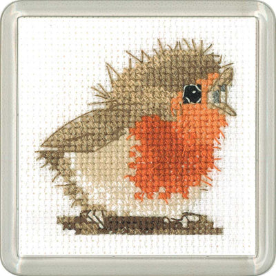 Reggie Robin COASTER  Cross Stitch Kit Heritage Crafts
