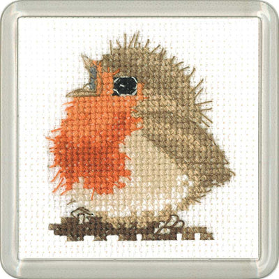 Rowan Robin COASTER  Cross Stitch Kit Heritage Crafts