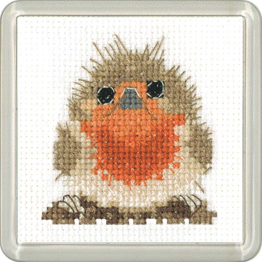 Rufus Robin COASTER Cross Stitch Kit Heritage Crafts