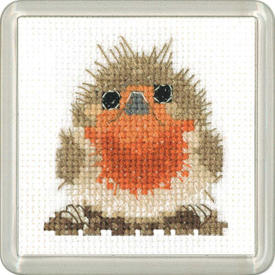 Rufus Robin COASTER  Cross Stitch Kit Heritage Crafts