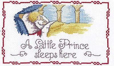 A Little Prince Sleeps Here Door Plaque - All Our Yesterdays Cross Stitch Kit