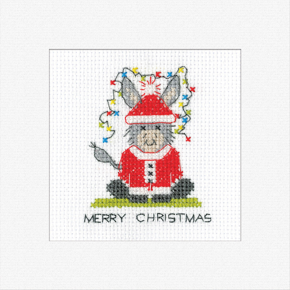 Donkey Santa Cross Stitch Card - Heritage Crafts