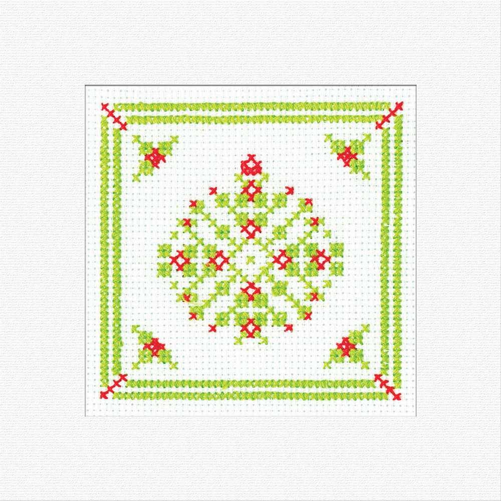 Christmas Holly Bauble Cross Stitch Card - Heritage Crafts
