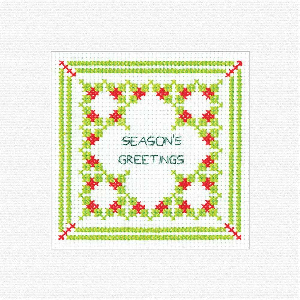 Christmas Season's Greetings Cross Stitch Card - Heritage Crafts