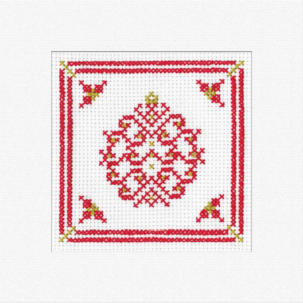 Christmas Filigree Bauble (Red) Cross Stitch Card - Heritage Crafts