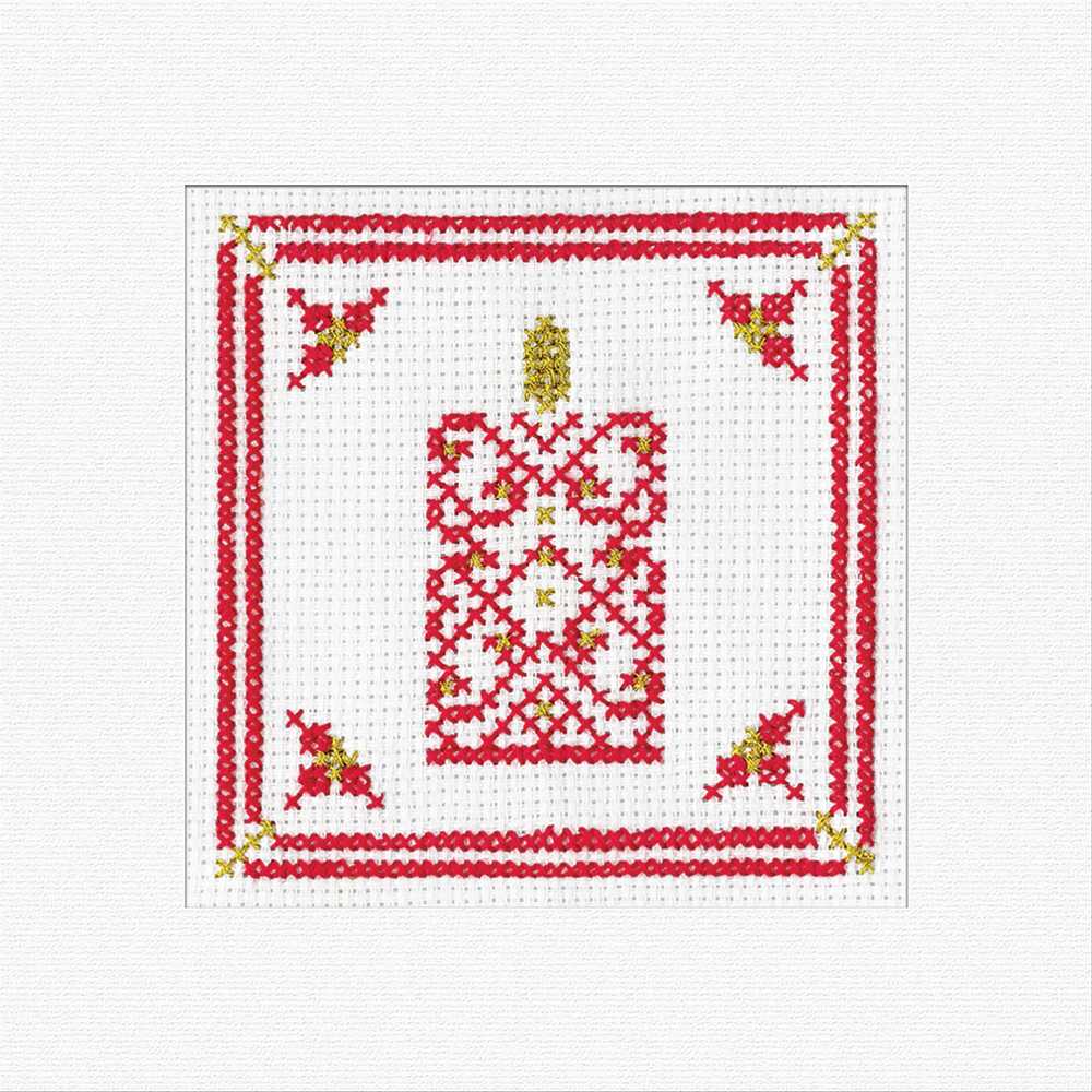 Christmas Filigree Candle (Red) Cross Stitch Card - Heritage Crafts