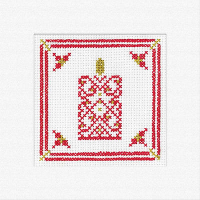Christmas Filigree Candle (Red) Cross Stitch Card - Heritage Crafts