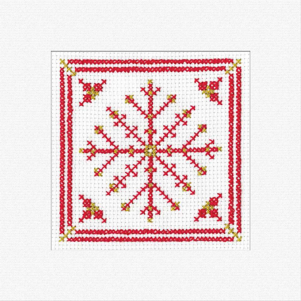 Christmas Snowflake (Red) Cross Stitch Card - Heritage Crafts