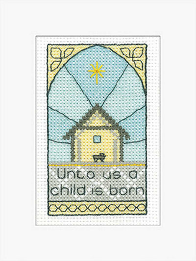 A Child Is Born Greeting Card  Cross Stitch Kit Heritage Crafts