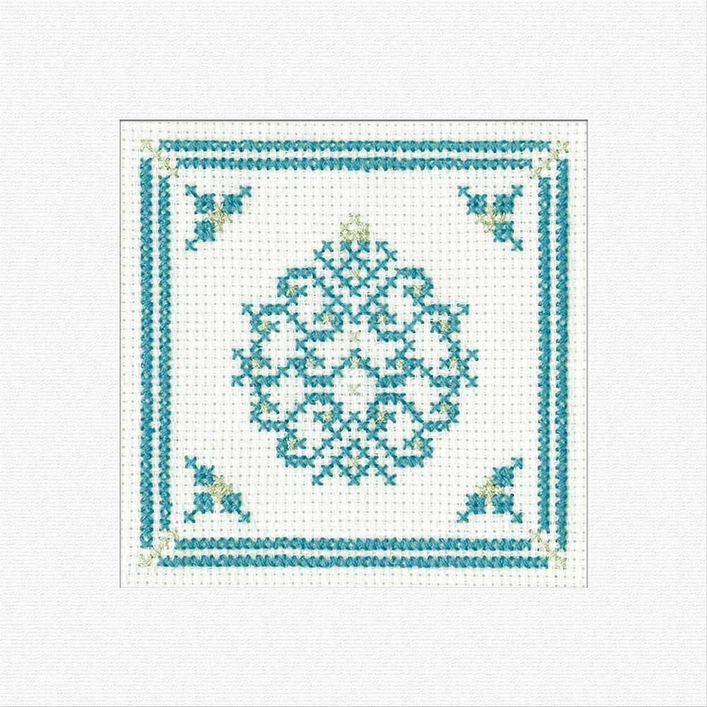 Christmas Filigree Bauble (Teal) Cross Stitch Card - Heritage Crafts