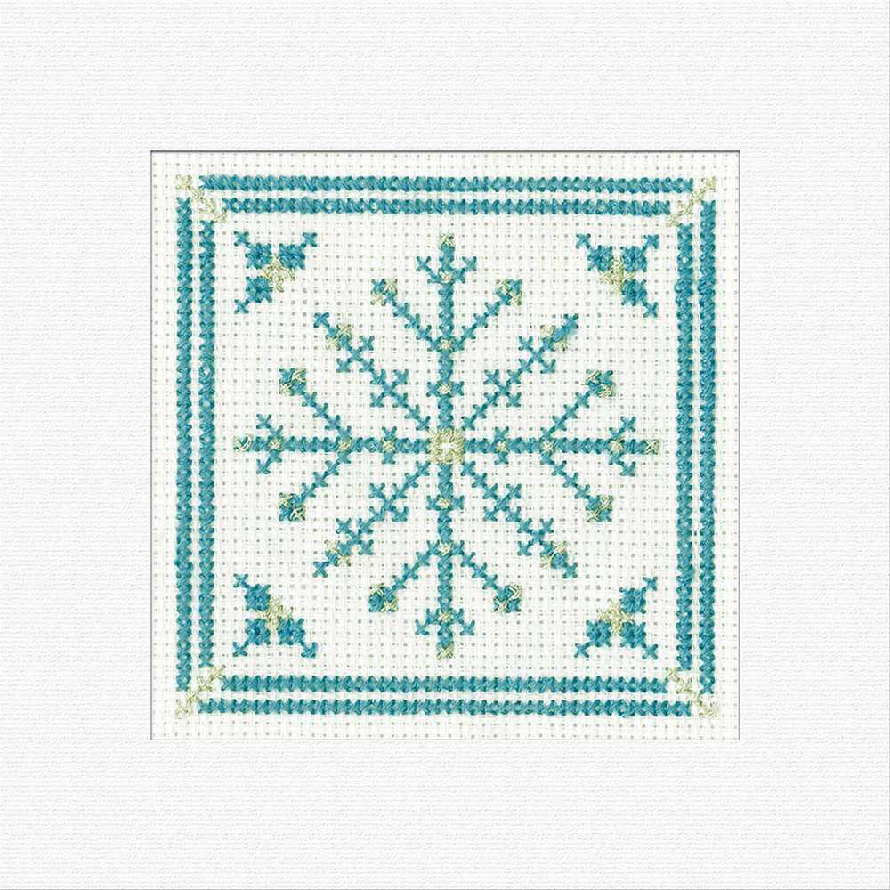 Christmas Snowflake (Teal) Cross Stitch Card - Heritage Crafts