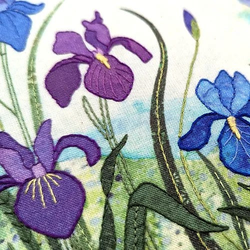 Beaks and Bobbins Irises Textile Art Embroidery Kit