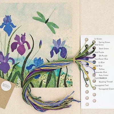 Beaks and Bobbins Irises Textile Art Embroidery Kit