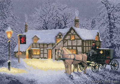 Christmas Inn  Cross Stitch Kit Heritage Crafts (Evenweave)