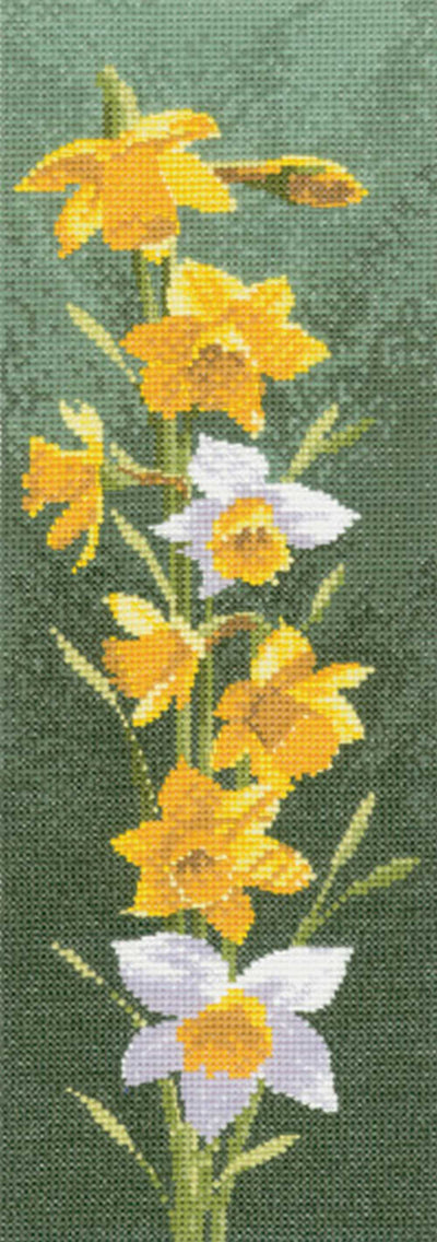 Daffodil Flower Panel Cross Stitch Kit Heritage Crafts (Evenweave) DISCONTINUED