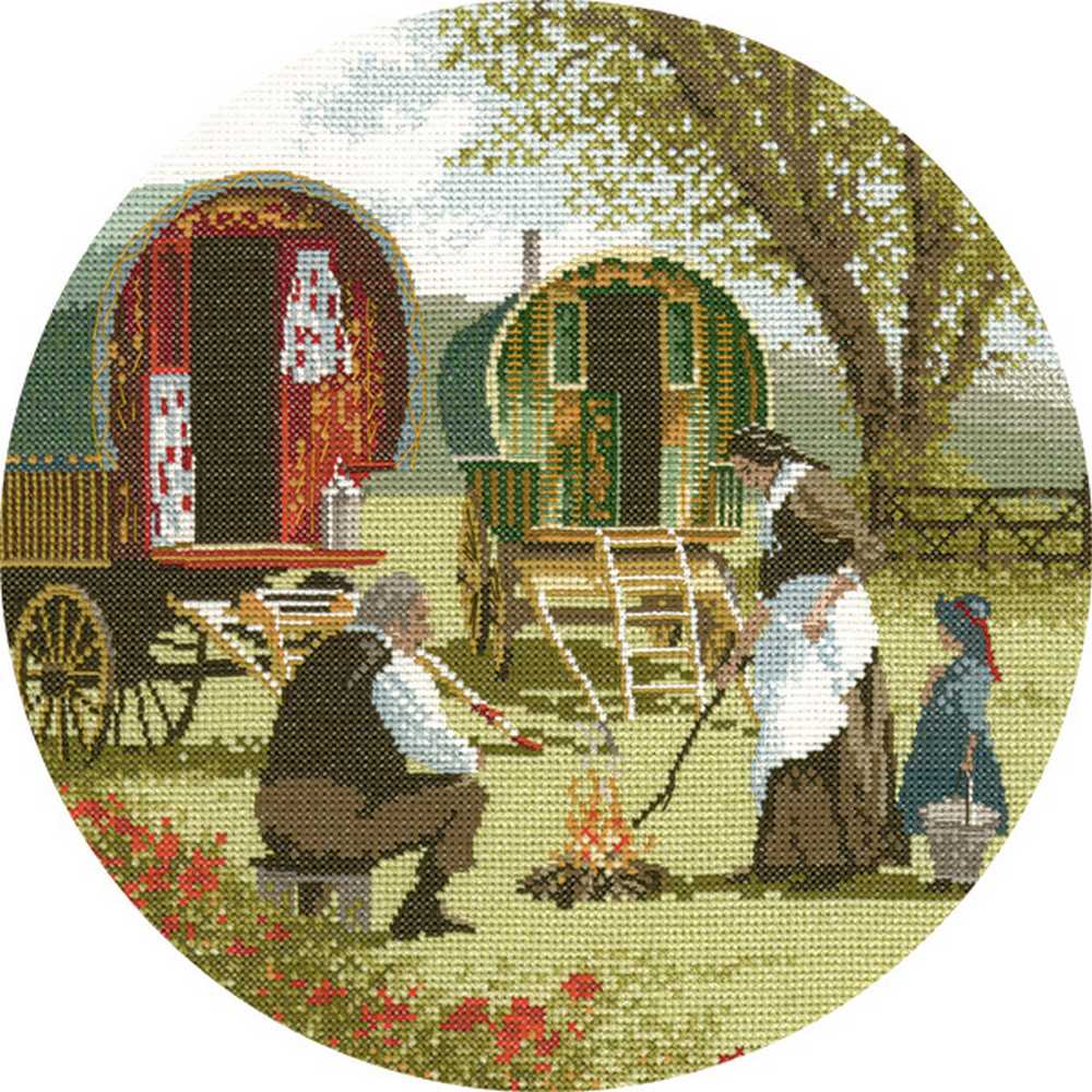 Gypsy Caravans John Clayton Circles Cross Stitch Kit Heritage Crafts