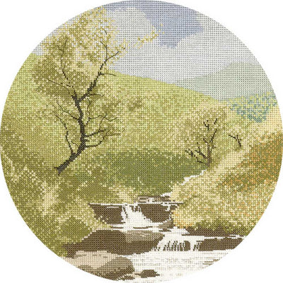 Mountain Stream John Clayton Circles Cross Stitch CHART Heritage Crafts