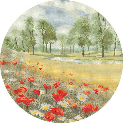 Summer Meadow John Clayton Circles Cross Stitch Kit Heritage Crafts (Evenweave)