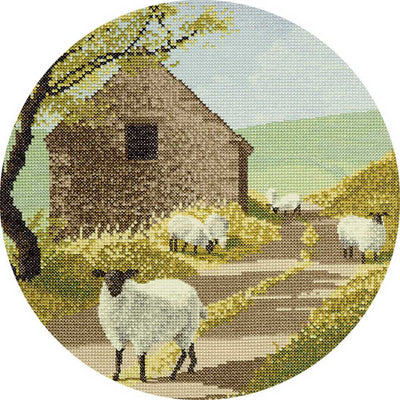 Sheep Track John Clayton Circles Cross Stitch Kit Heritage Crafts (Evenweave)
