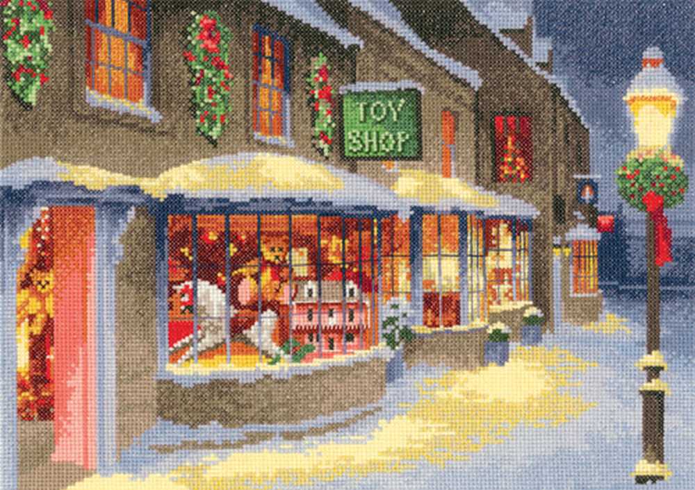 Christmas Toy Shop Cross Stitch Kit Heritage Crafts (Evenweave)