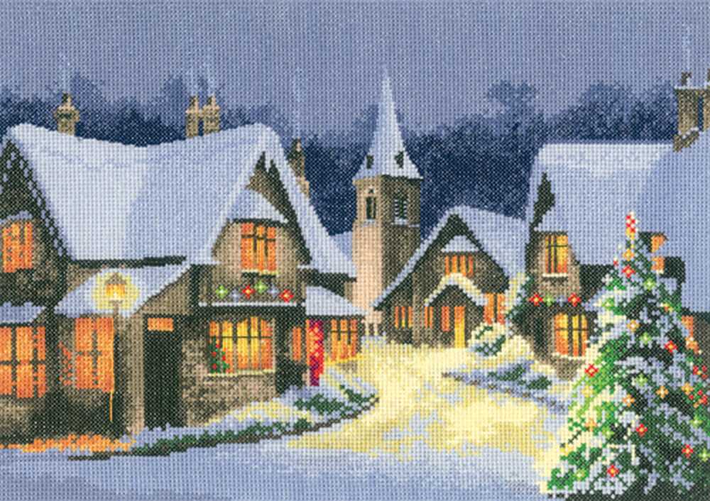 Christmas Village Cross Stitch Kit Heritage Crafts (Evenweave)