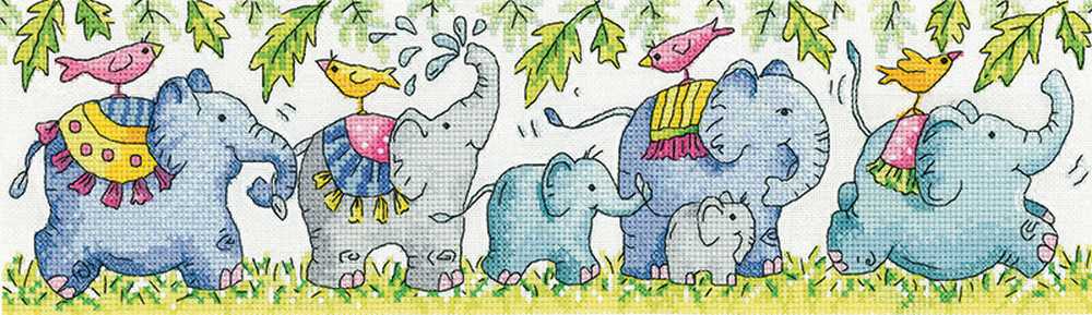 Elephants on Parade Cross Stitch Heritage Crafts