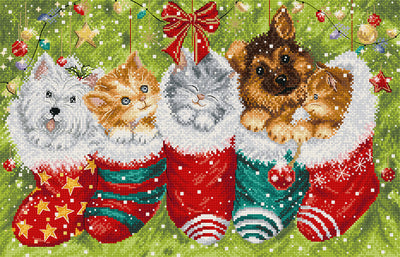 Dogs & Cats in Stockings Cross Stitch Kit - Letitstitch
