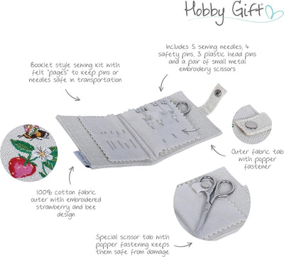 Case with Scissors & Needles Strawberries- Hobby Gift