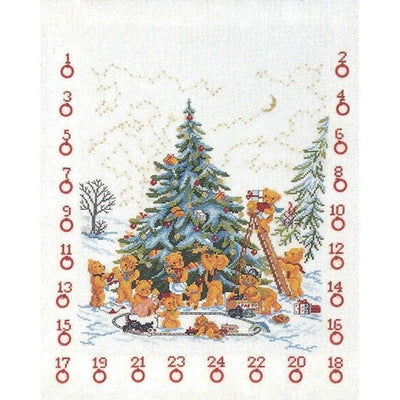 Teddy Tree Advent Calendar Cross Stitch Kit ~ Permin