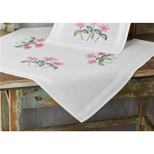 Light Pink Hydrangea Tablecloth Embroidery Kit ~ Permin