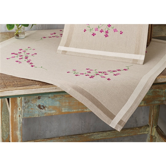 Pink Lobelia Tablecloth Embroidery Kit ~ Permin