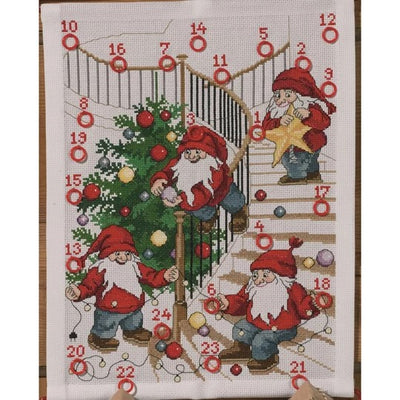 Decorating Elves Advent Cross Stitch Kit ~ Permin